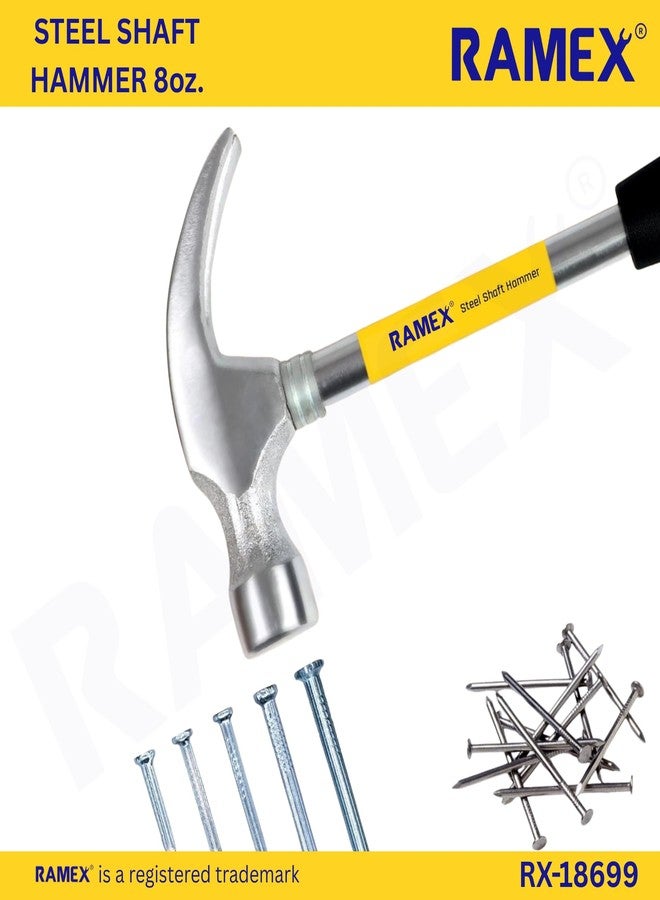 RAMEX Steel Shaft Hammer 8 Oz - Forged Steel Head for Superior Strength & Durability - Carpenter Tools for Wood Work, Home and Professional, 2 in 1 Combination Claw & Flat Head, 400gm (Pack of 1), DIY - Image 4